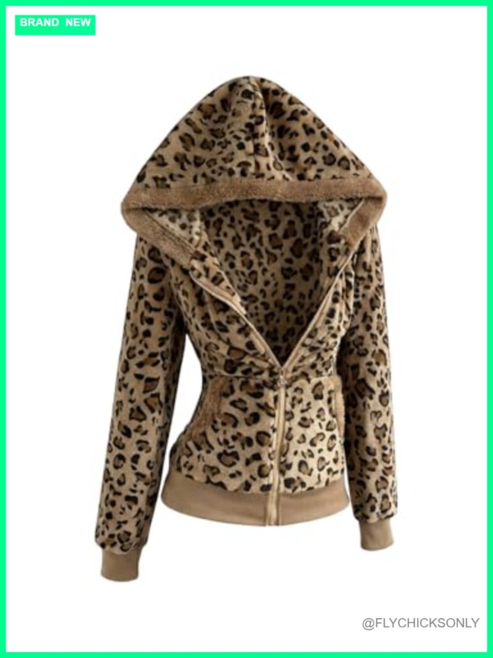 SweatyRocks Y2K Leopard Print Zip Up Hoodie Fleece Sweatshirt with Pockets